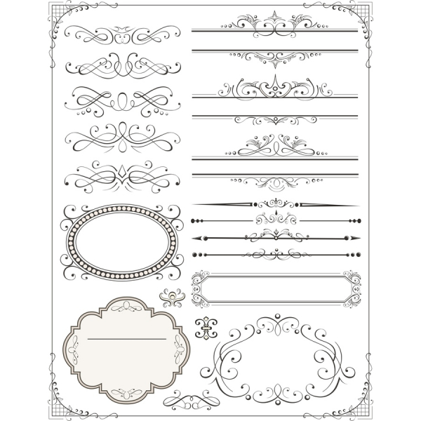 Eleganti E Decorativi Clipart Vector Set