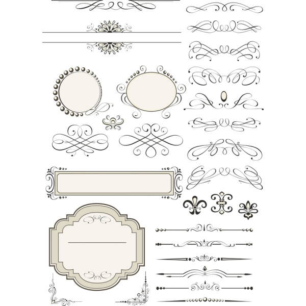 Elegantní Dekorativní Vektorové Kliparty Bundle
