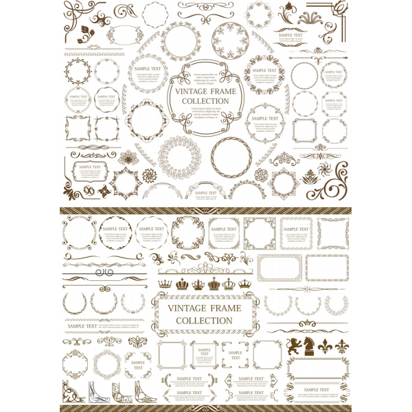 Vintage Frame Kolekce - Elegantní Vektorové Ilustrace