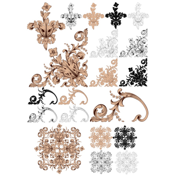 Ukrasi Vektor Clipart Set - Zamršene Cvetne Dizajn u SVG & PNG Ukrasi Vektor Clipart Set - Zamršene Cvetne Dizajn u SVG & PNG