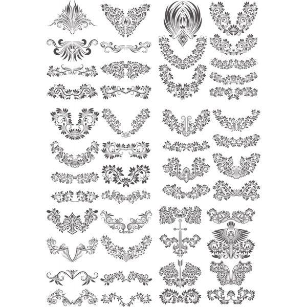 Blomstret Vintage Vektor Clipart Sæt Blomstret Vintage Vektor Clipart Sæt