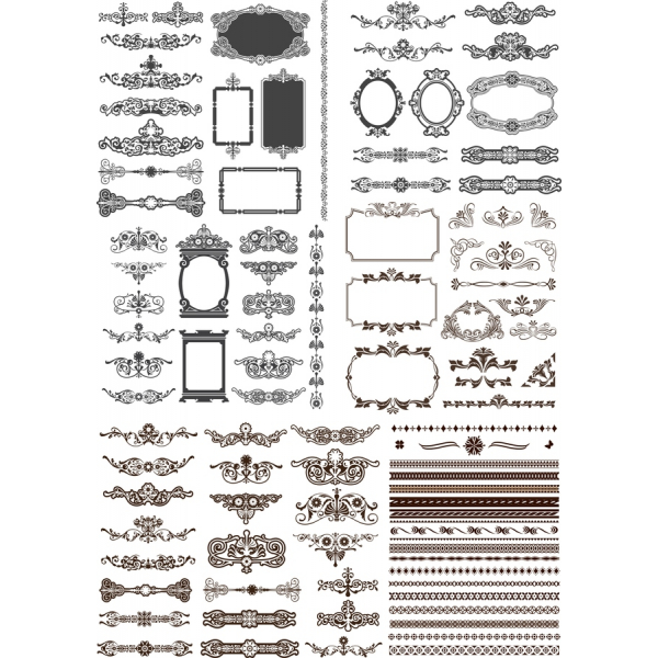 Vintage Dekorative Vektor Clipart Sæt Vintage Dekorative Vektor Clipart Sæt