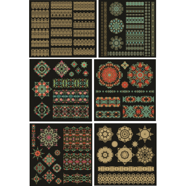 Bohemian ყვავილოვანი Vector Clipart მითითებული Bohemian ყვავილოვანი Vector Clipart მითითებული