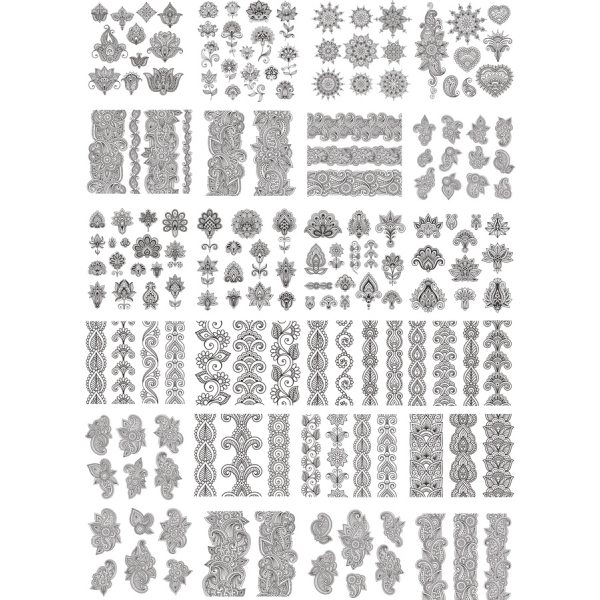 Komplizierte Vektor-Clipart Collection - Blumen-Muster & Dekorativen Elementen Komplizierte Vektor-Clipart Collection - Blumen-Muster & Dekorativen Elementen