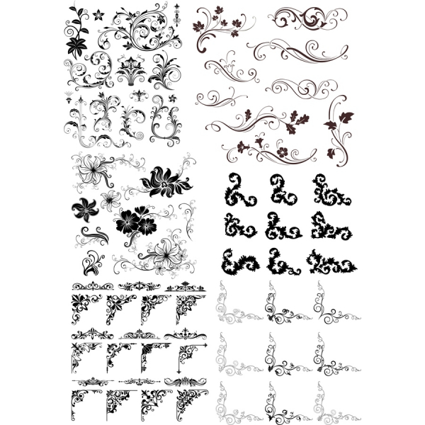 Elegant Floral Vector Clipart بسته نرم افزاری