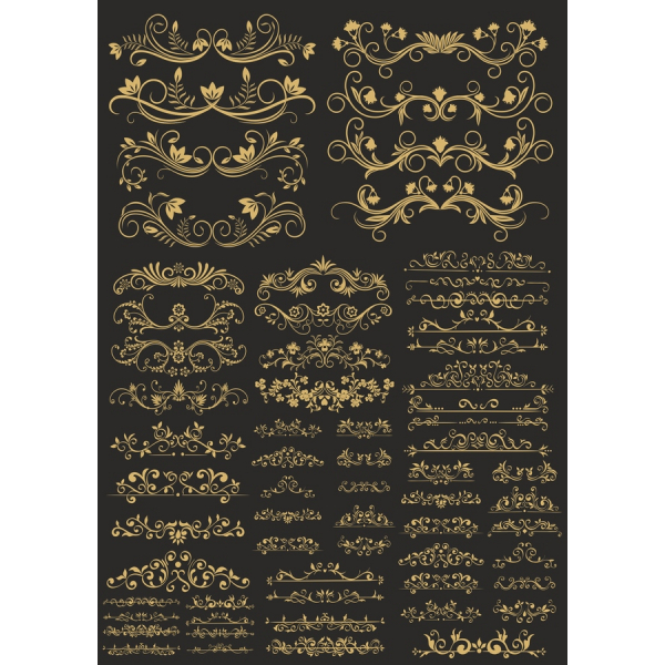 Dhahabu Floral Flourishes Vector Clipart Kuweka Dhahabu Floral Flourishes Vector Clipart Kuweka