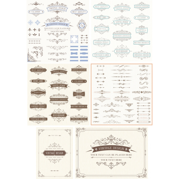 Zestaw klipartów wektorowych w stylu Vintage - Elegancki design dla kreatywnych projektów Zestaw klipartów wektorowych w stylu Vintage - Elegancki design dla kreatywnych projektów