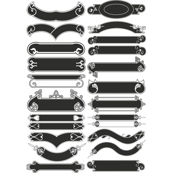 Zastavom Ukrašenu Clipart Set - Elegantan Vektor Ilustracije