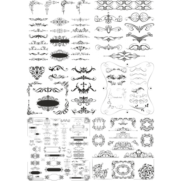 Vintage Blomstrer Vektor Clipart Sæt