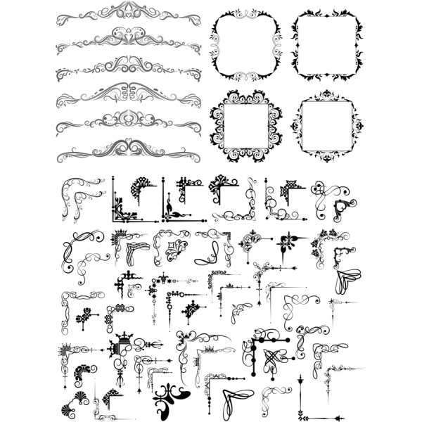 אלגנטי וקטור Cliparts - מסגרות דקורטיביות & פורח אלגנטי וקטור Cliparts - מסגרות דקורטיביות & פורח