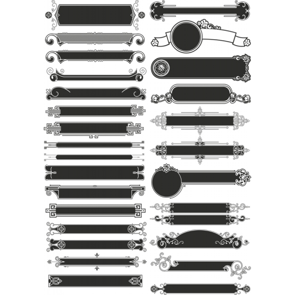 Évjárat Dekoratív Banner Clipart Szett Évjárat Dekoratív Banner Clipart Szett