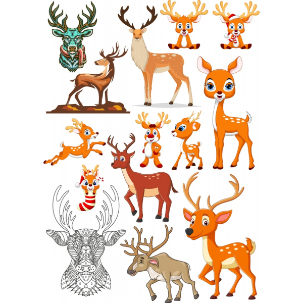Deer Vektor Clipart Sæt Humoristiske Illustrationer til Hvert Projekt Deer Vektor Clipart Sæt Humoristiske Illustrationer til Hvert Projekt