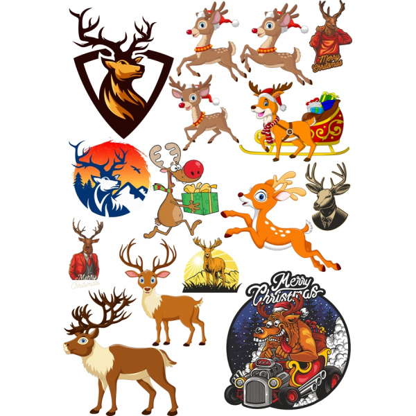 Noël Renne Vecteur Clipart Bundle Noël Renne Vecteur Clipart Bundle