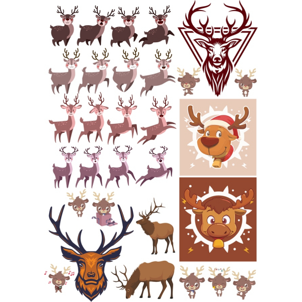 Rennes Clipart Bundle - Adorables Illustrations Vectorielles pour les Conceptions de Vacances Rennes Clipart Bundle - Adorables Illustrations Vectorielles pour les Conceptions de Vacances