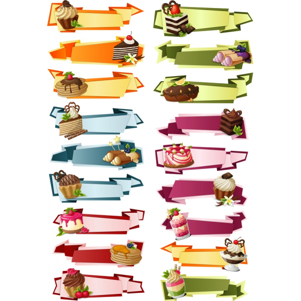 Dolci Set Vettoriale - Deliziosi Dolci Vivace Banner Dolci Set Vettoriale - Deliziosi Dolci Vivace Banner