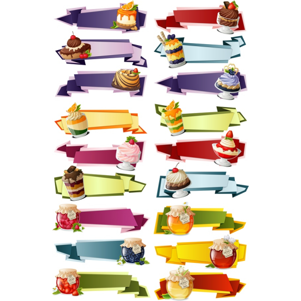 Dessert Banner Clipart Bundle - Vector Illustration Set