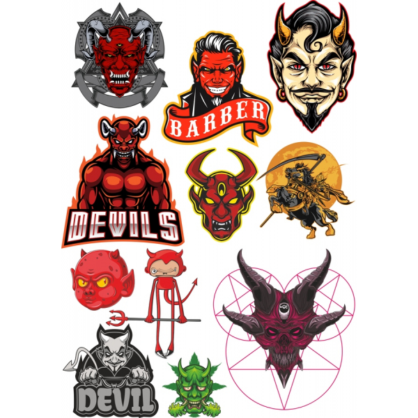 Impresionante Diablo Con Temas De Ilustraciones De Vectores Conjunto
