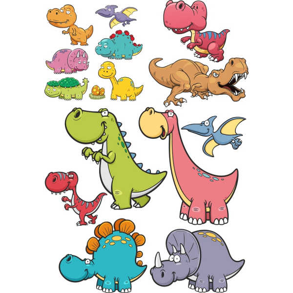 Wektor zestaw klipartów z Dinozaurami - Urocze Wektorowych w formacie SVG i PNG