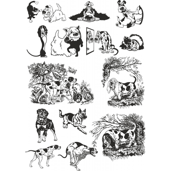 Dog Vektor Clipart Sæt - Finurlige Illustrationer Hunde
