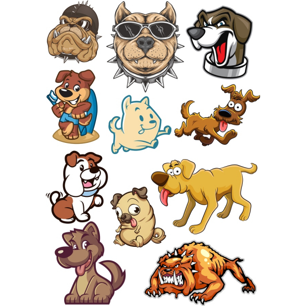 Charmerende Tegnefilm Dog Vektor Clipart Sæt Charmerende Tegnefilm Dog Vektor Clipart Sæt