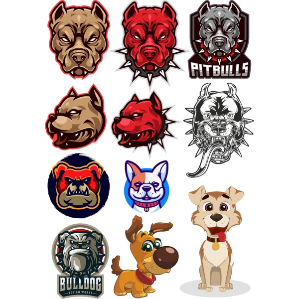 Set vector клипартов "pit bull və Bulldog" - 12 Unikal illüstrasiyalar Set vector клипартов "pit bull və Bulldog" - 12 Unikal illüstrasiyalar