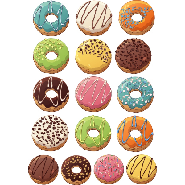 Colorato Ciambella Clipart Vector Set