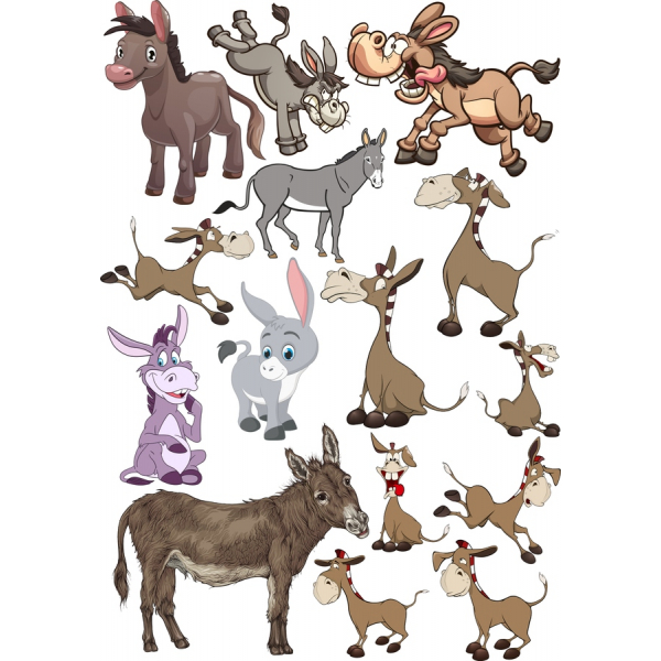 Æsel og Hest Vektor Clipart Sæt Æsel og Hest Vektor Clipart Sæt