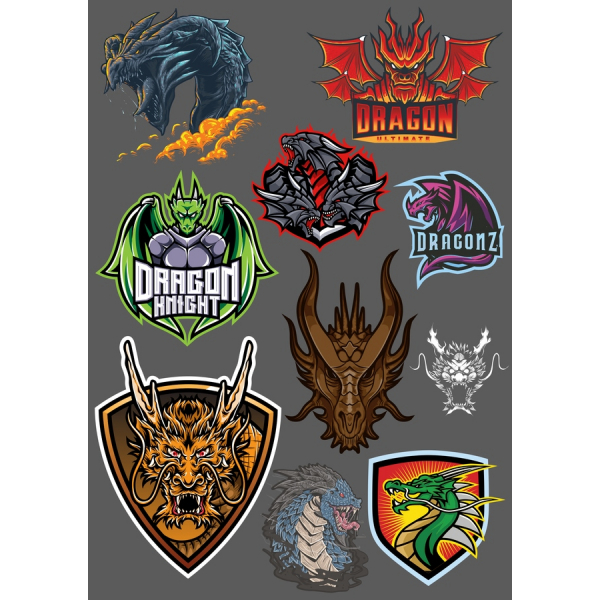 Dragon-Themed-Vektor-Clipart-Bundle - 12 Einzigartige SVG-und PNG-Designs Dragon-Themed-Vektor-Clipart-Bundle - 12 Einzigartige SVG-und PNG-Designs