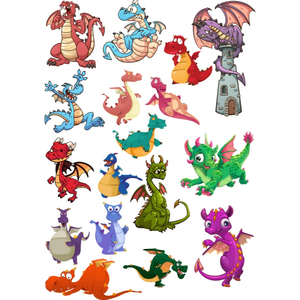 Dragón De Imágenes Prediseñadas Vector Set - 18 Únicas Ilustraciones Dragón De Imágenes Prediseñadas Vector Set - 18 Únicas Ilustraciones