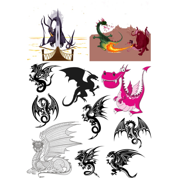 Dragon Clipart Bundle - SVG &amp; PNG Illustrations Vectorielles