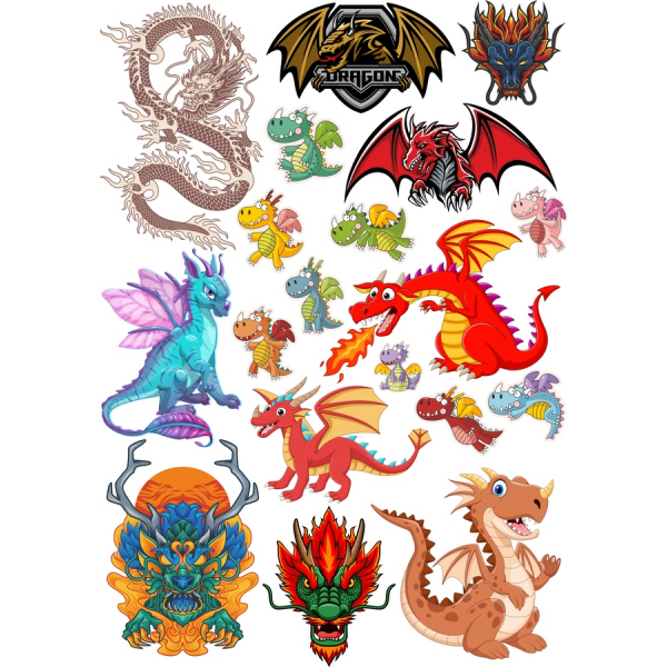 Dragon Clipart Bundle - Živé Vektorové Ilustrace Dragon Clipart Bundle - Živé Vektorové Ilustrace