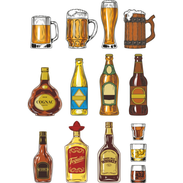 Vintage Alcol Vettoriale Clipart Bundle - SVG & PNG Set Vintage Alcol Vettoriale Clipart Bundle - SVG & PNG Set