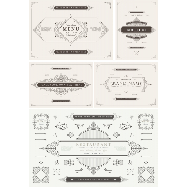 Vintage-Vektor-Clipart-Set - Eleganten Illustrationen für das Branding Vintage-Vektor-Clipart-Set - Eleganten Illustrationen für das Branding