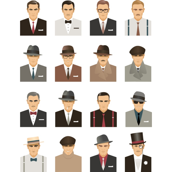 Anspruchsvolle Männliche Charakter Vektorgrafiken, Clipart Bundle