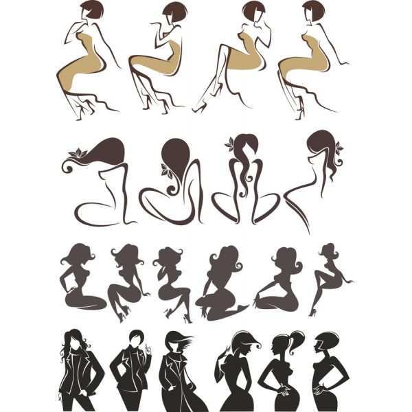 Silhouette Beauty Vector Clipart Set Silhouette Beauty Vector Clipart Set