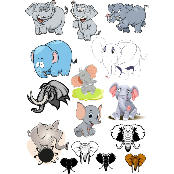 Slon Vektorové Kliparty Bundle - Hravé a Kreativní Ilustrace Slon Vektorové Kliparty Bundle - Hravé a Kreativní Ilustrace