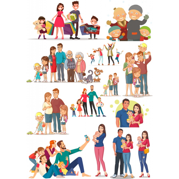 Családi Pillanatok Vektor Clipart Szett