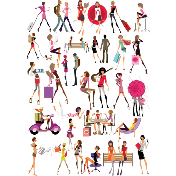 Urban Chic Frauen-Vektor-Illustrationen-Bundle