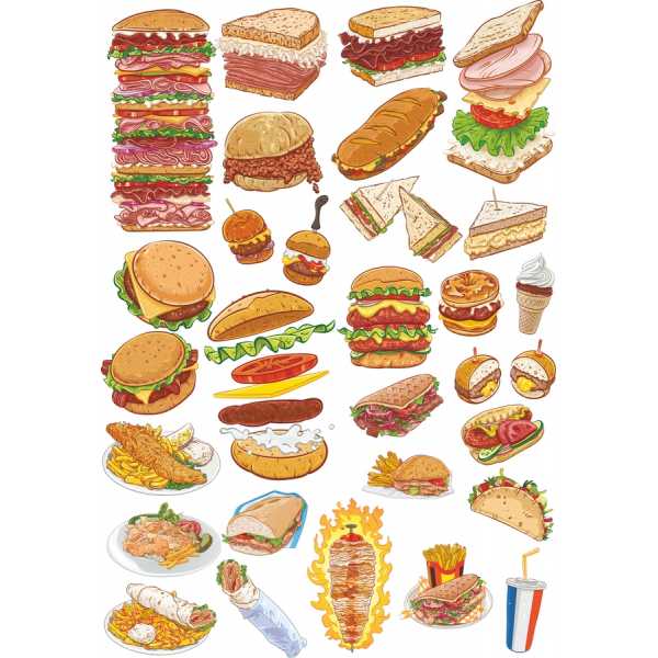 Delicious Fast Food Vector Clipart Set Delicious Fast Food Vector Clipart Set