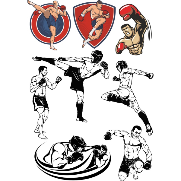 Dynamisk MMA Vektor Illustrationer Bundt Dynamisk MMA Vektor Illustrationer Bundt