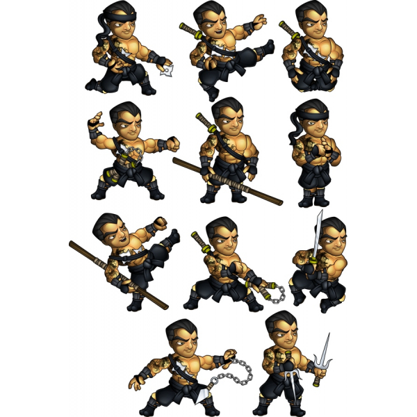 Dynamic Martial Artist Vector Clipart Set