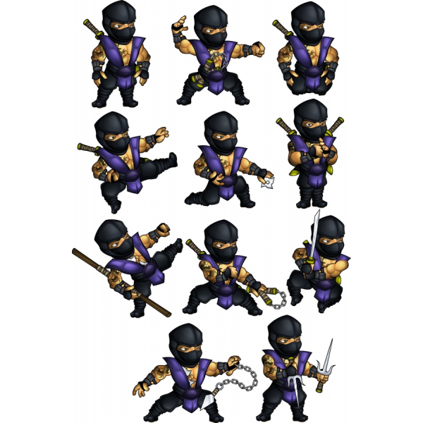 Ninja Bojovník Kliparty - Vektorové Ilustrace Sada