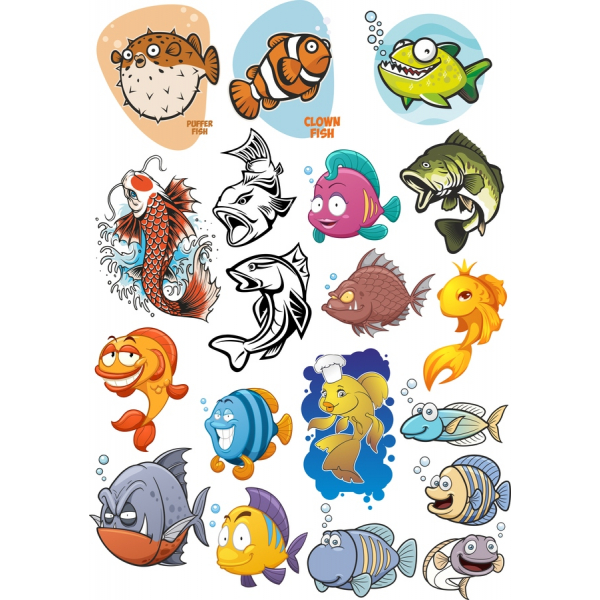 Fish Frenzy Vektor Klipart Sada - Zábavné a Barevné Ryby Ilustrace Fish Frenzy Vektor Klipart Sada - Zábavné a Barevné Ryby Ilustrace