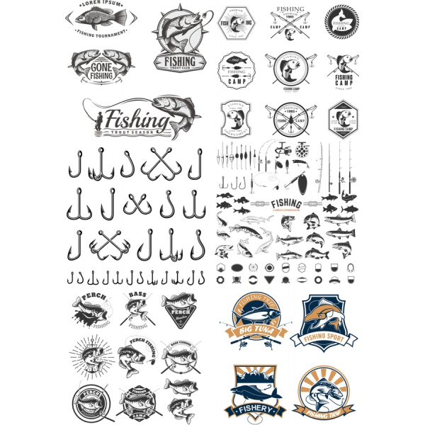 Ψάρεμα Διάνυσμα Clipart Bundle - Premium SVG &amp; PNG Εικόνες