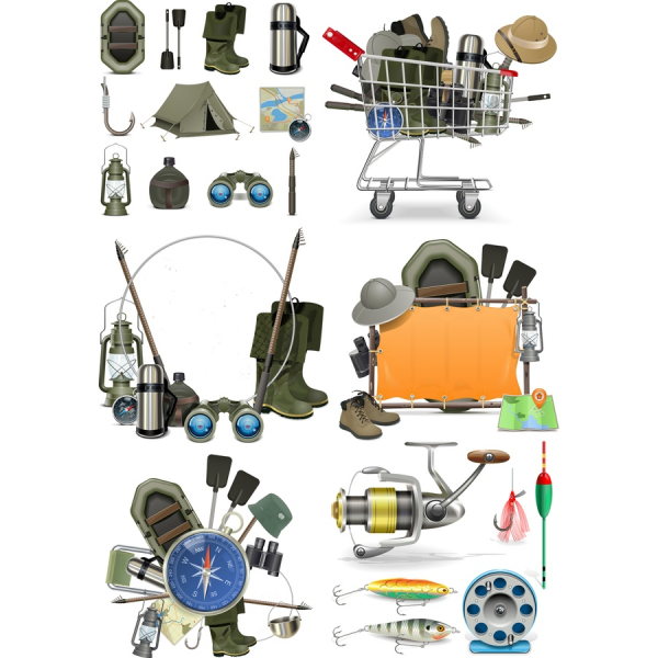 Il campeggio e la Pesca Vettoriale Clipart Bundle Il campeggio e la Pesca Vettoriale Clipart Bundle