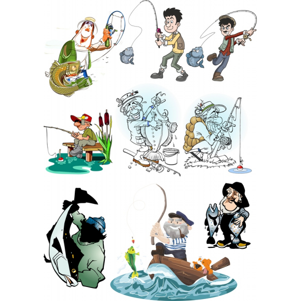 Fishin' Divertente Vettoriale Clipart Bundle - Capricciosa Pesca Illustrazioni Fishin' Divertente Vettoriale Clipart Bundle - Capricciosa Pesca Illustrazioni
