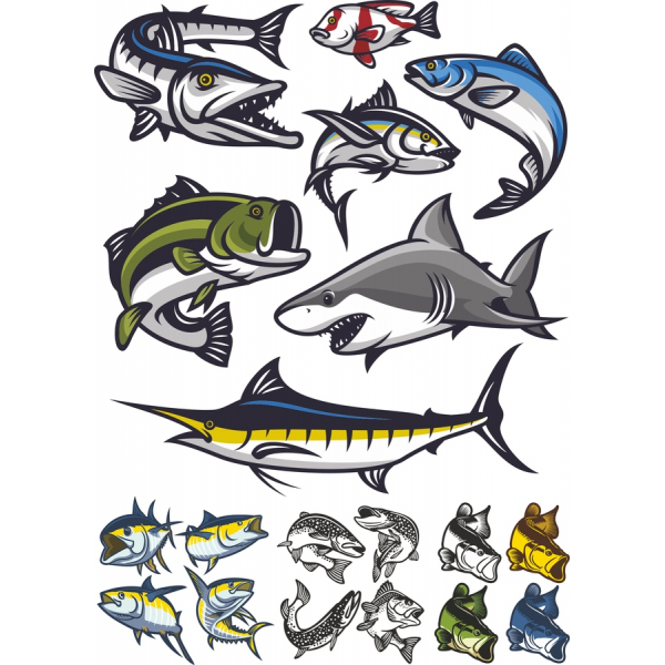 Vector თევზი ილუსტრაციები Bundle Vector თევზი ილუსტრაციები Bundle