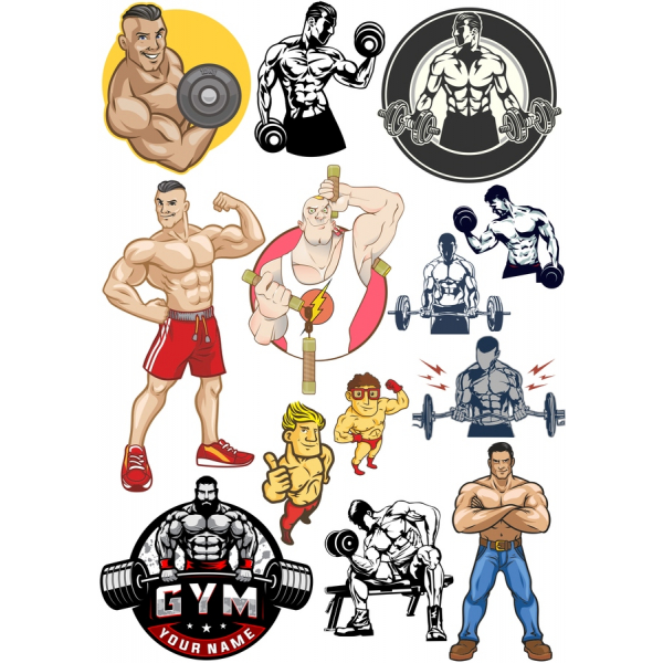 Ræktina-Þema Vektor Clipart Búnt fyrir Áhugamenn Hæfni Ræktina-Þema Vektor Clipart Búnt fyrir Áhugamenn Hæfni