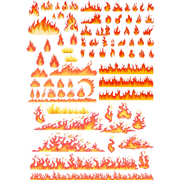 Eldur Vektor Clipart Setja - Orku Hönnun