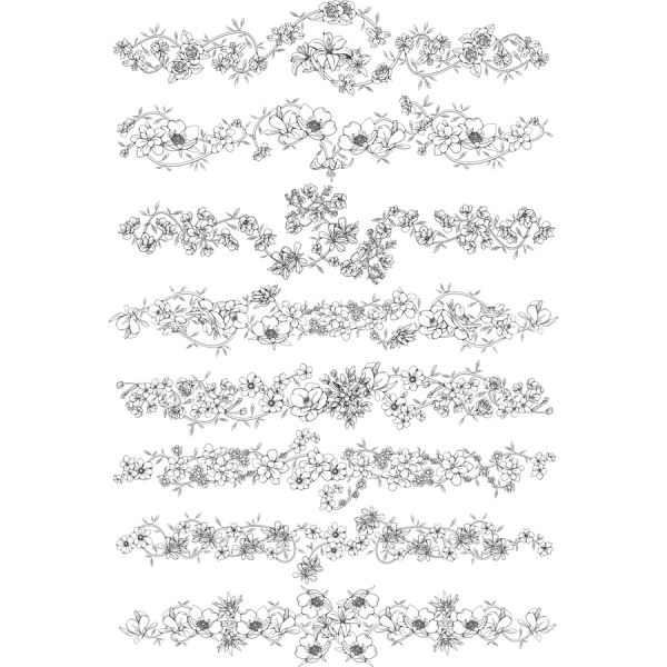 Florais De Clipart De Vetor Conjunto De Complexos Desenhados À Mão Ilustrações Florais De Clipart De Vetor Conjunto De Complexos Desenhados À Mão Ilustrações